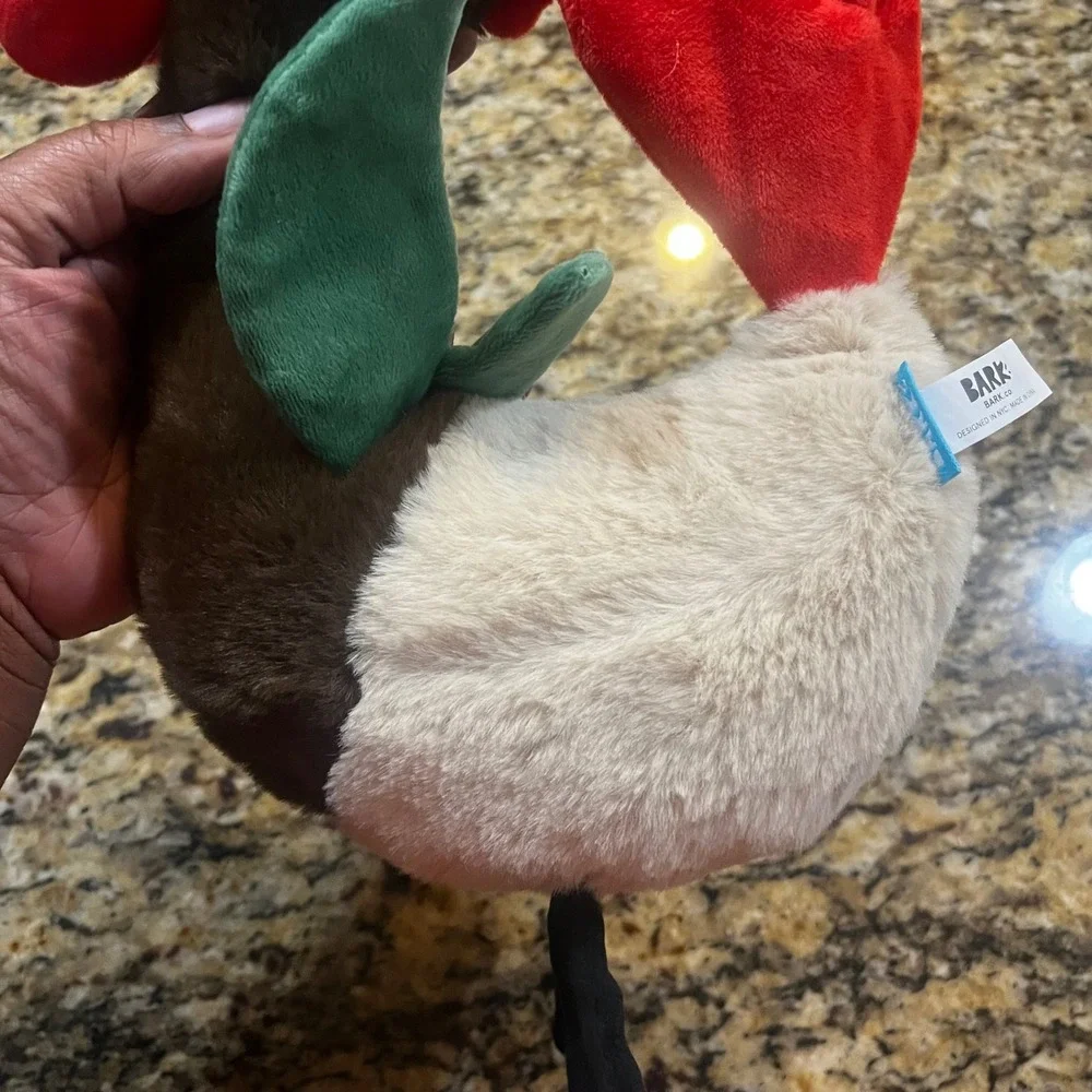 BarkBox Turkey Dog Toy Plush Squeaky Brown Red Tan Thanksgiving Bark Co 12‎ Inch